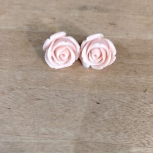Pink Rose Stud Earrings